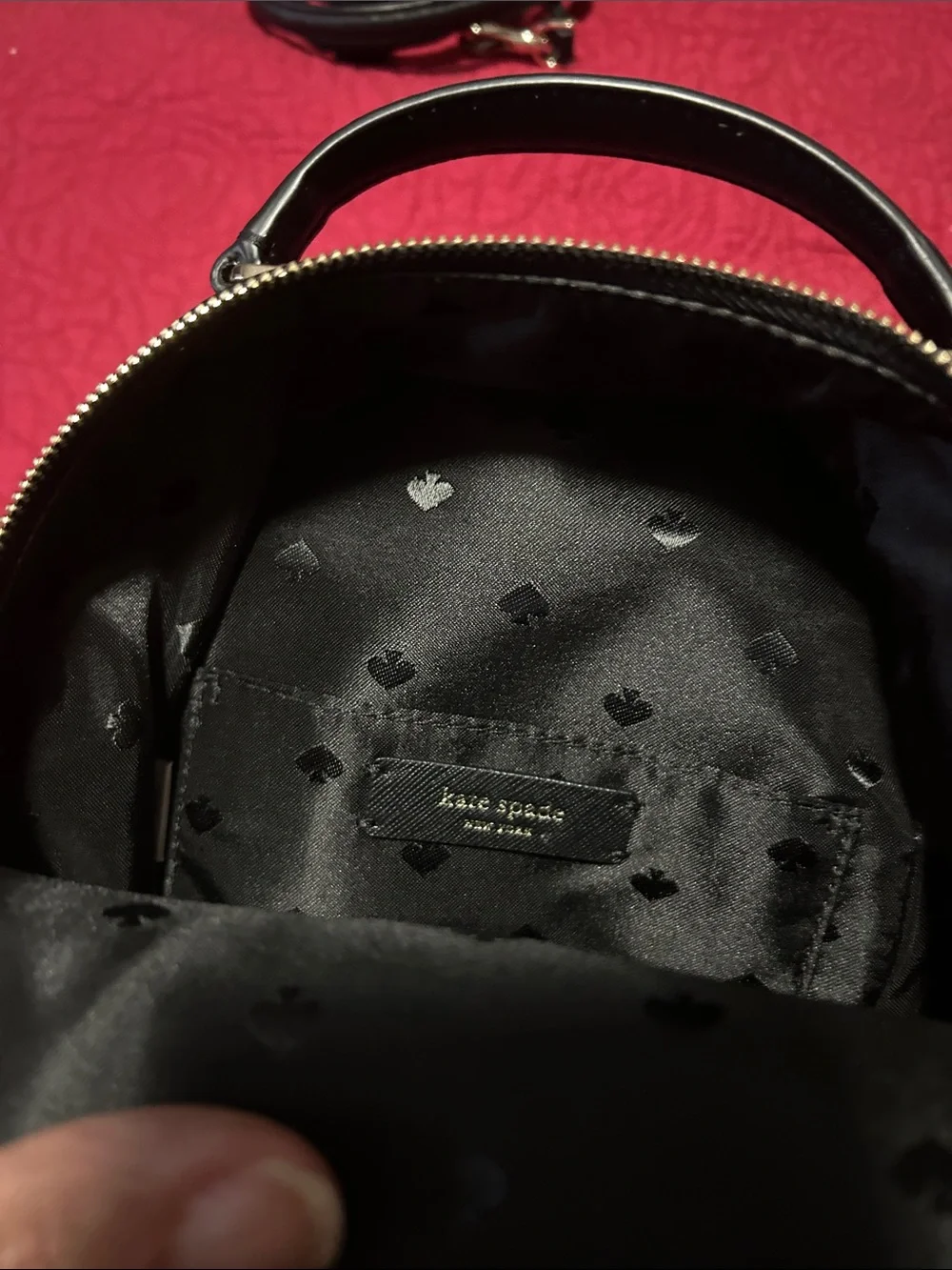 kate spade Black Saffiano Mini Dome Backpack Crossbody
